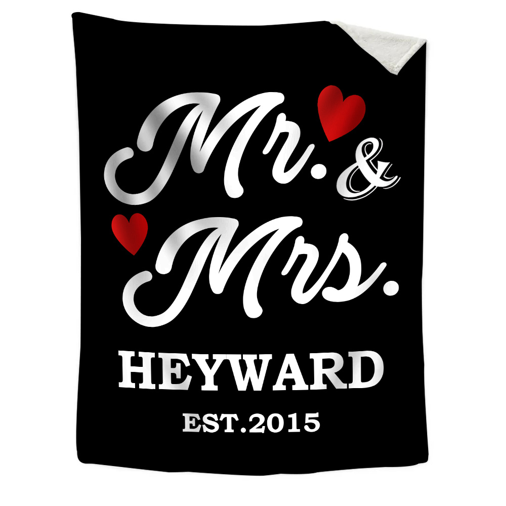 Personalised Couple Blanket Customised Text & Date Blanket Valentine's Day Gift for Him/Her-Jessemade AU