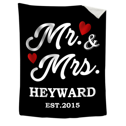 Personalised Couple Blanket Customised Text & Date Blanket Valentine's Day Gift for Him/Her-Jessemade AU