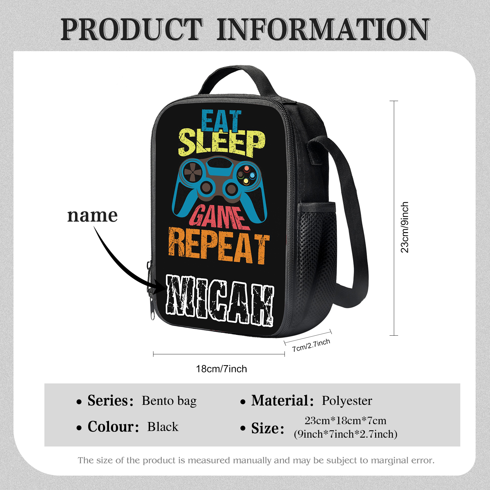 Custom Name Lunch Bag Personalised Game Handle Lunch Box Gifts for Kids-Jessemade AU