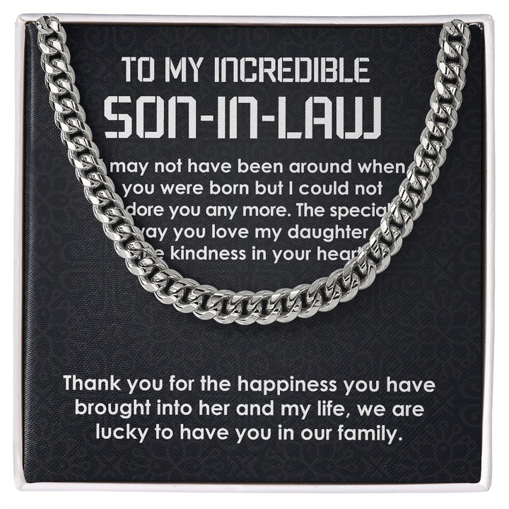 To My Incredible Son-In-Law Necklace Cuban Link Chain Necklace Gift Set - We Are Lucky To Have You In Our Family-Jessemade AU