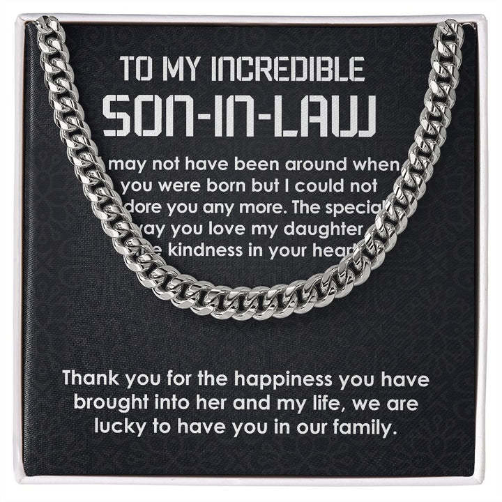 To My Incredible Son-In-Law Necklace Cuban Link Chain Necklace Gift Set - We Are Lucky To Have You In Our Family-Jessemade AU