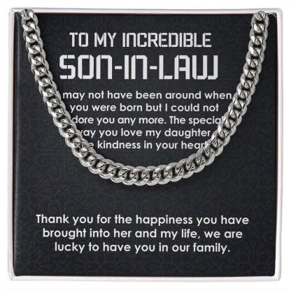To My Incredible Son-In-Law Necklace Cuban Link Chain Necklace Gift Set - We Are Lucky To Have You In Our Family-Jessemade AU