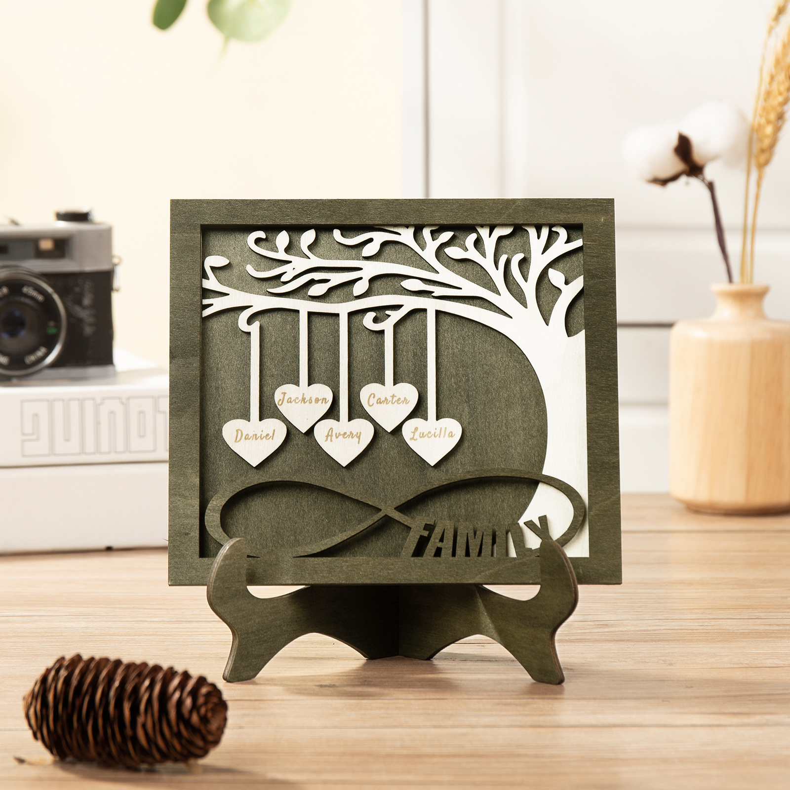 Custom Family Tree Sign with 5 Names Wooden Keepsake Gifts-Jessemade AU