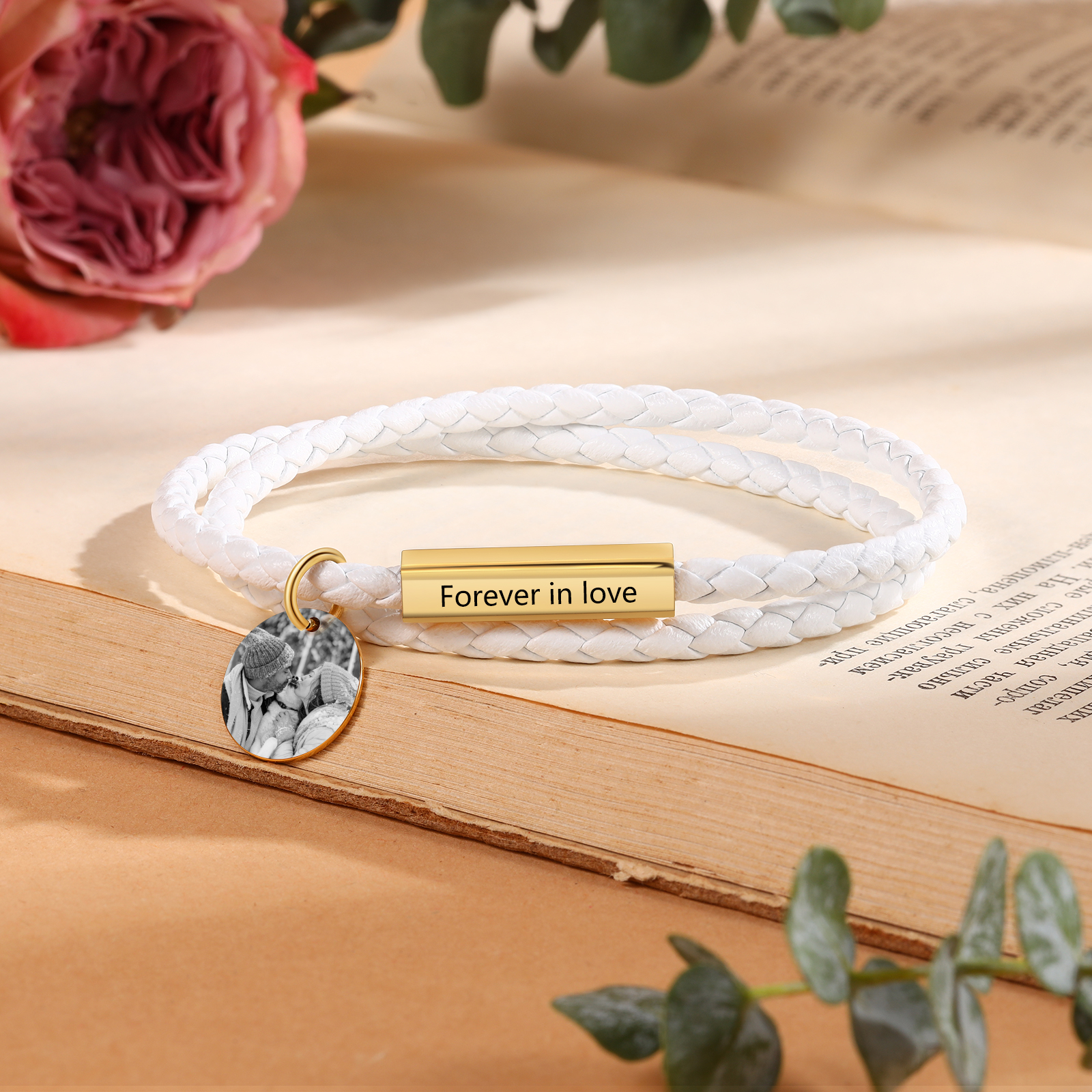 Personalised Leather Bracelet Custom Photo & Text Bracelet Couple Gift for Him/Her-Jessemade AU