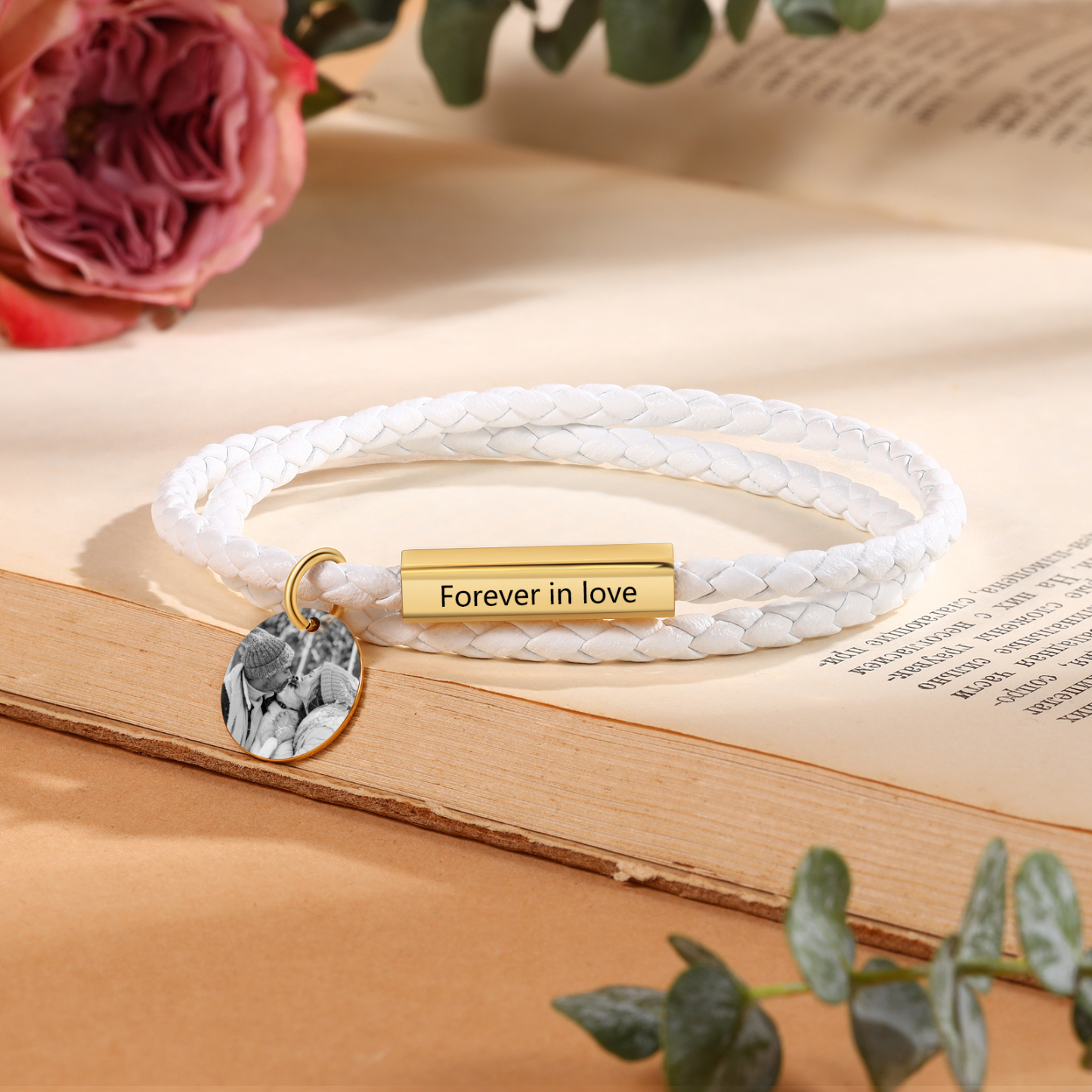 Personalised Leather Bracelet Custom Photo & Text Bracelet Couple Gift for Him/Her-Jessemade AU