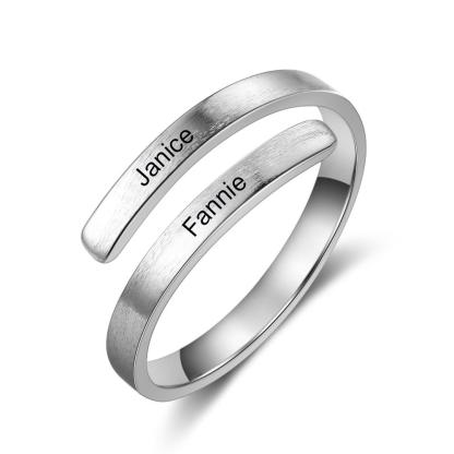 Personalised Name Rings Engraved 2 Names Adjustable Ring Gift for Her-Jessemade AU