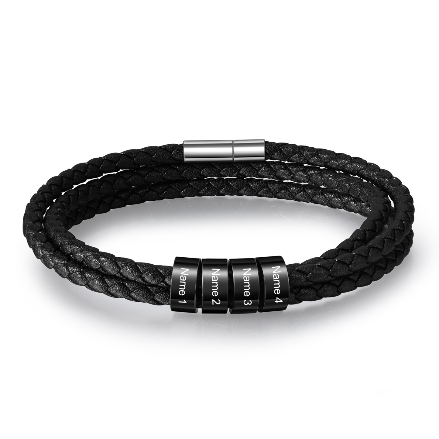Father's Day Gift Men Braided Leather Bracelets with 4 Beads Bracelet Gifts for Him-Jessemade AU
