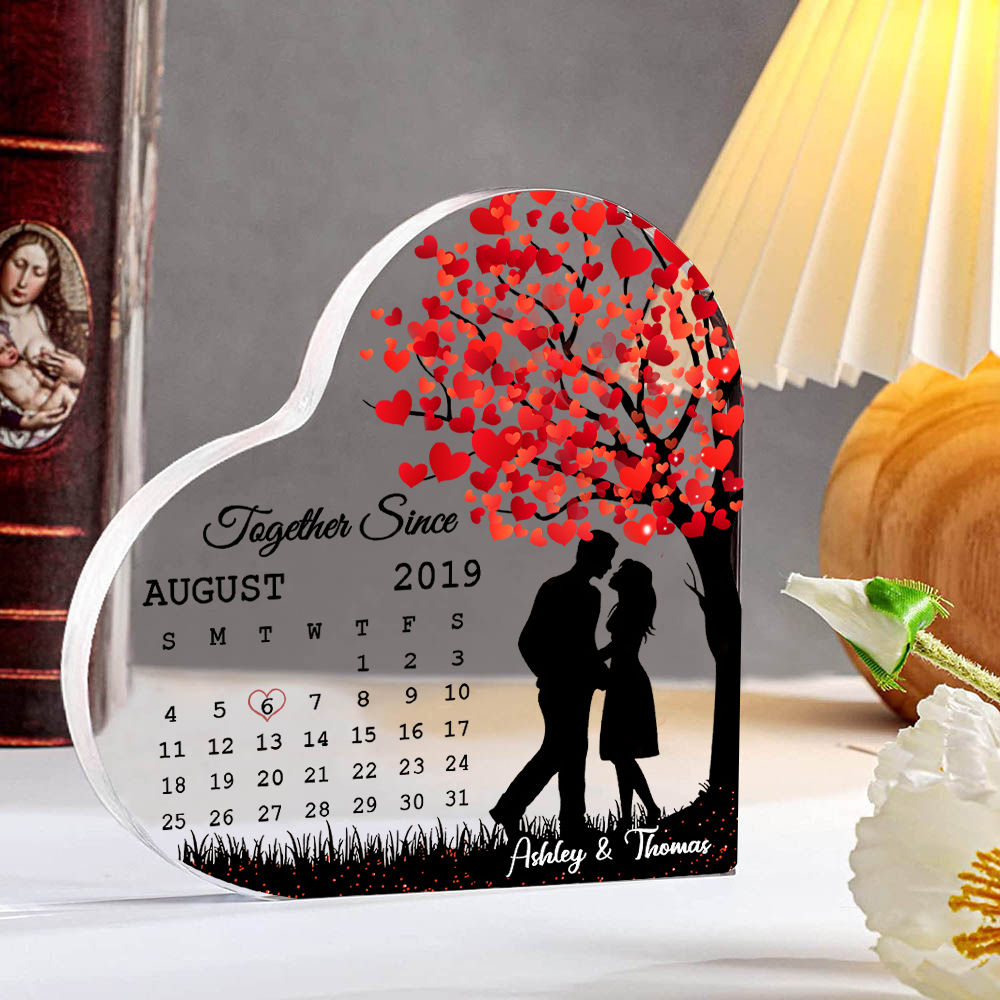Personalised Couple Acrylic Heart Keepsake Custom 2 Names & Date & Text Ornament Valentine's Day Gift For Him/Her-Jessemade AU