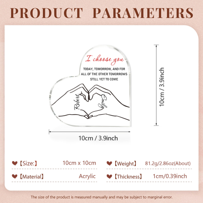 Personalised Couple Acrylic Heart Keepsake Custom 2 Names Ornament Valentine's Day Gift for Wife/Husband-Jessemade AU