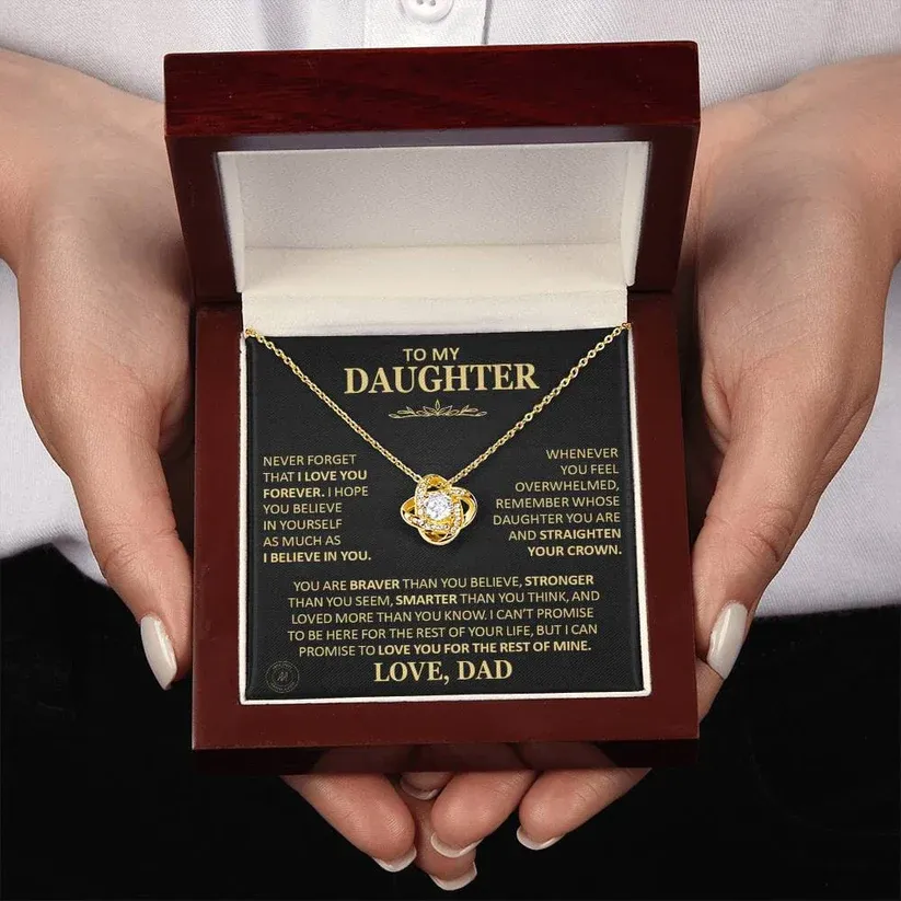 To My Daughter Love Knot Necklace Dad to Daughter Necklace Gift for Her - Never Forget That I Love You Forever-Jessemade AU
