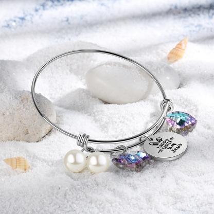 Easter Gifts Personalised Bunny Bangle Bracelet With Name Peals Crystals Bangle Gifts For Her-Jessemade AU