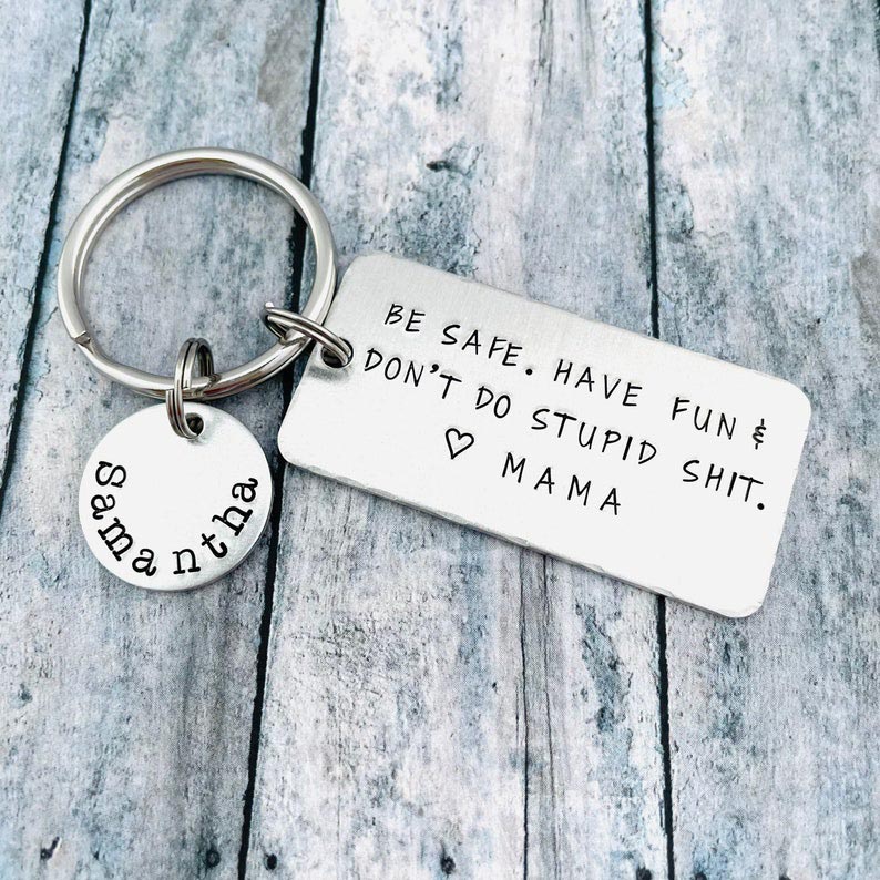 Personalised Name Don't Do Stupid Keychain for Teenager New Driver Gift-Jessemade AU