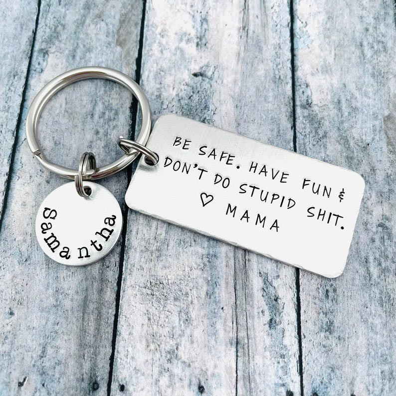 Personalised Name Don't Do Stupid Keychain for Teenager New Driver Gift-Jessemade AU