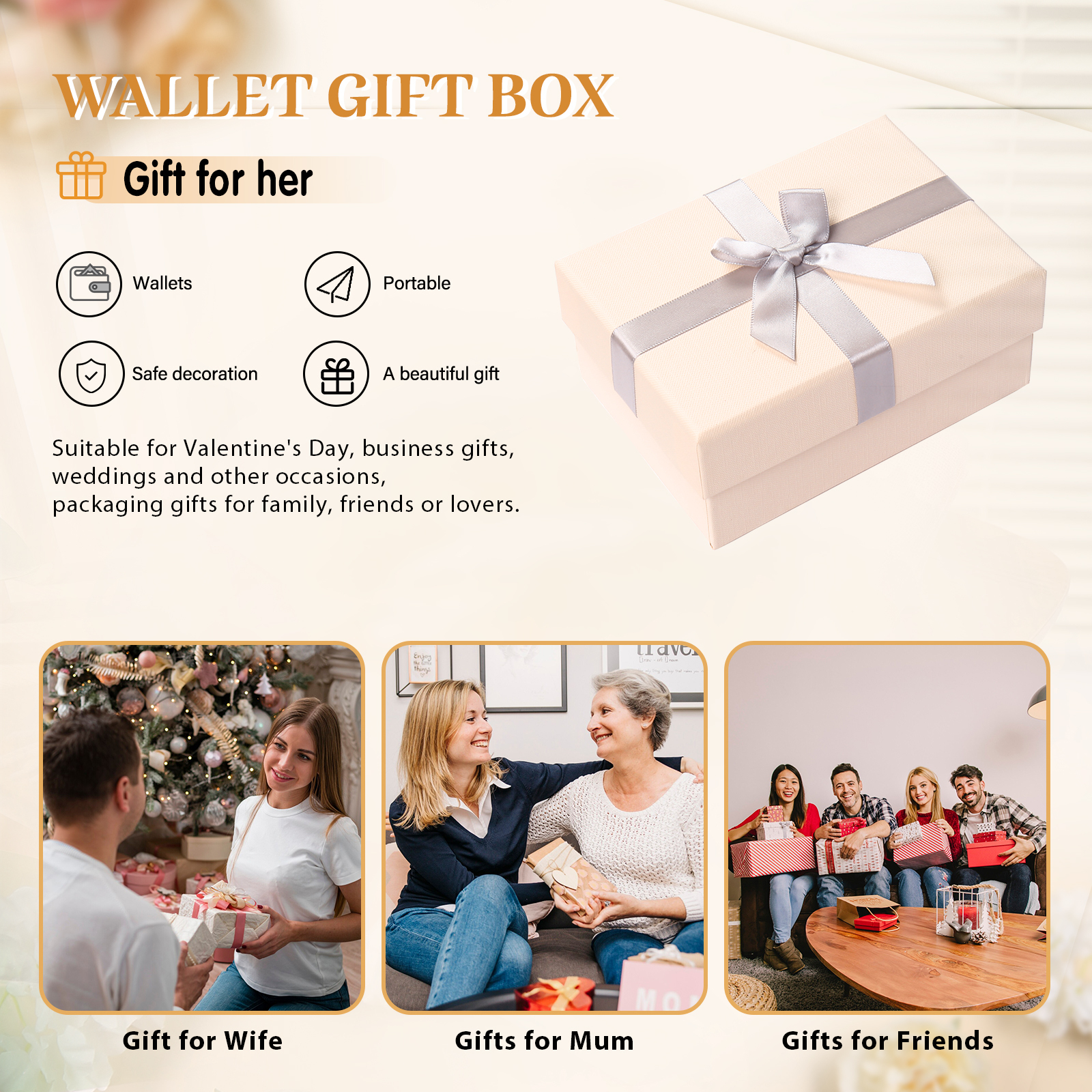 Exquisite Wallet Gift Box Light Pink Rectangle Gift Packaging-Jessemade AU