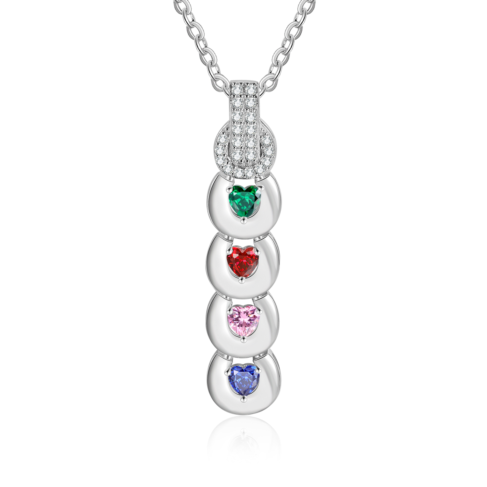 Custom Family Necklace Cascading Pendant with 4 Birthstones Engraving 4 Names Gifts for Her-Jessemade AU