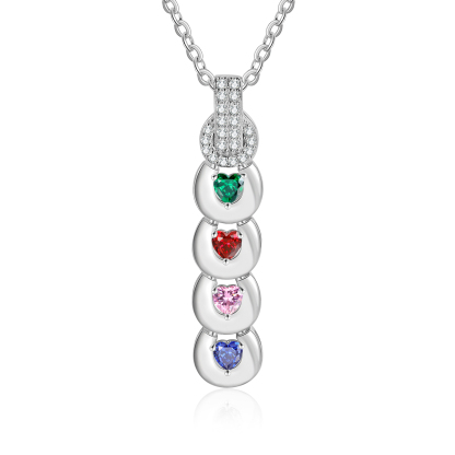 Custom Family Necklace Cascading Pendant with 4 Birthstones Engraving 4 Names Gifts for Her-Jessemade AU