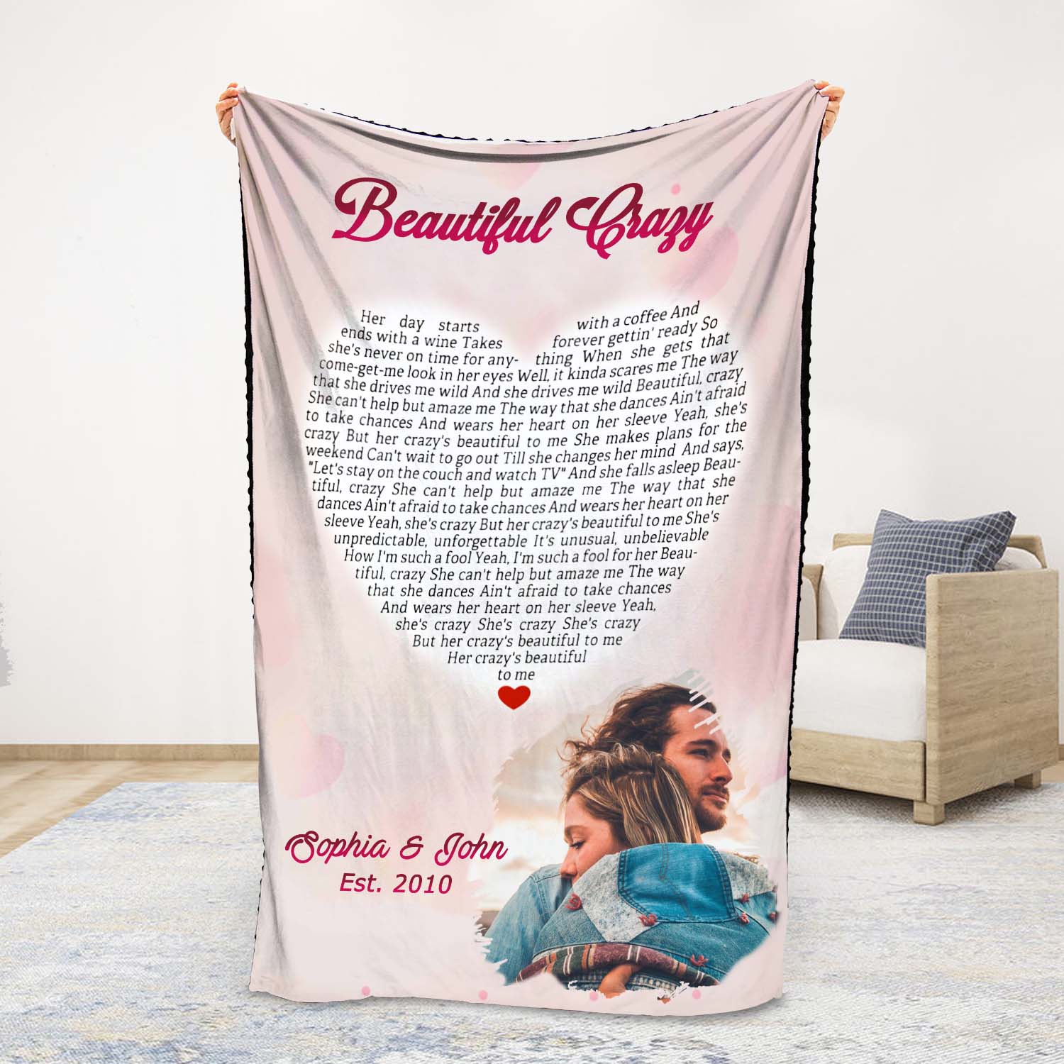 Beautiful Crazy Personalised Couple Blanket Custom Photo Romantic Gift For Her-Jessemade AU