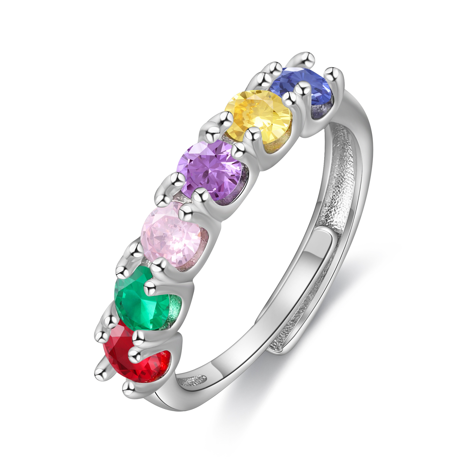 Personalised Women's Ring Customised 6 Birthstones Open Ring Birthday Gift for Women Girls-Jessemade AU