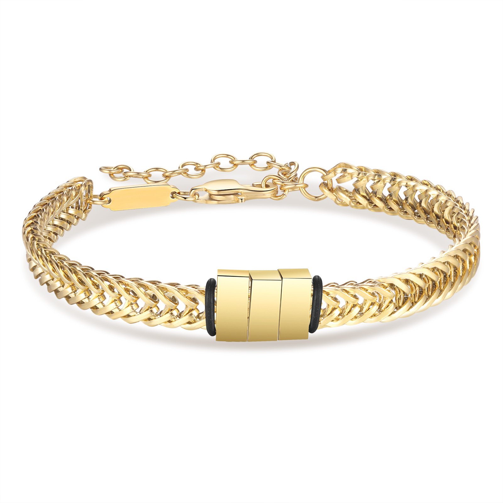 Personalised Men's Beaded Bracelet Custom 4 Names Adjustable Bracelets Stainless Steel Gifts for Him-Jessemade AU