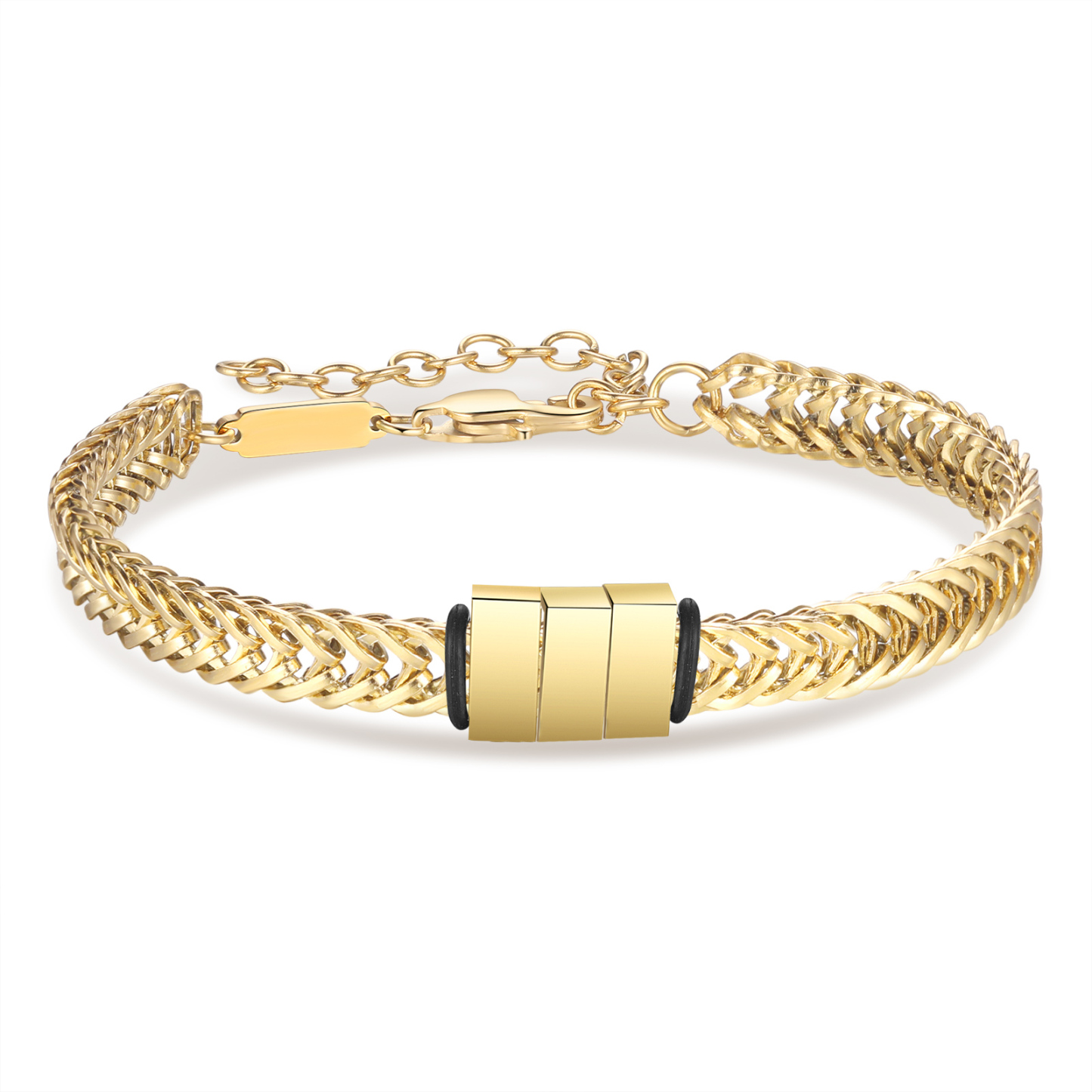 Personalised Men's Beaded Bracelet Custom 4 Names Adjustable Bracelets Stainless Steel Gifts for Him-Jessemade AU