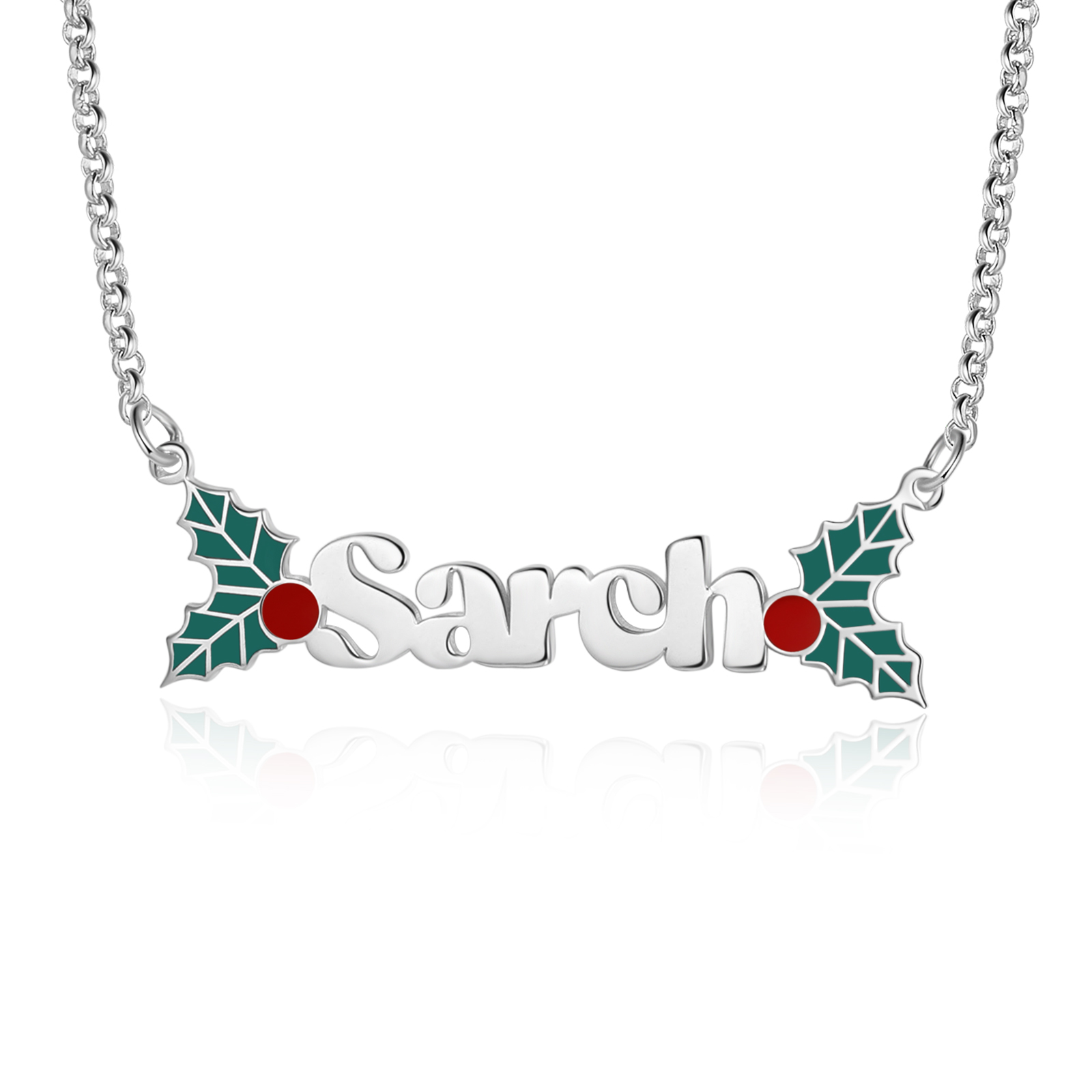 Personalised Christmas Holly Name Necklace Gifts for Her-Jessemade AU