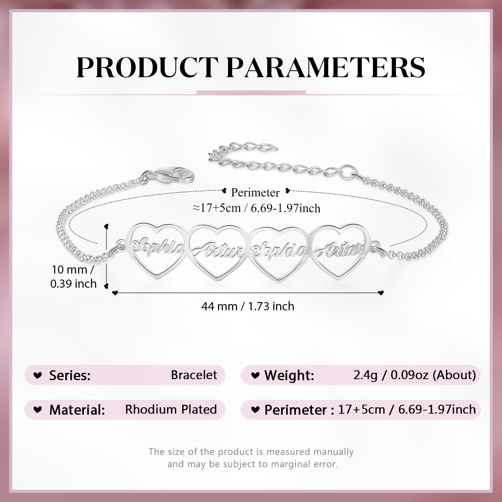 4 Names - Personalised Heart Bracelet Custom Name Bracelets Birthday Valentine's Day Gift For Her-Jessemade AU