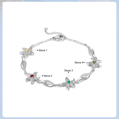 Personalised Women's Bracelet Custom 4 Birthstones Bracelet Starfish Adjustable Bracelet Mother's Day Gift for Her-Jessemade AU