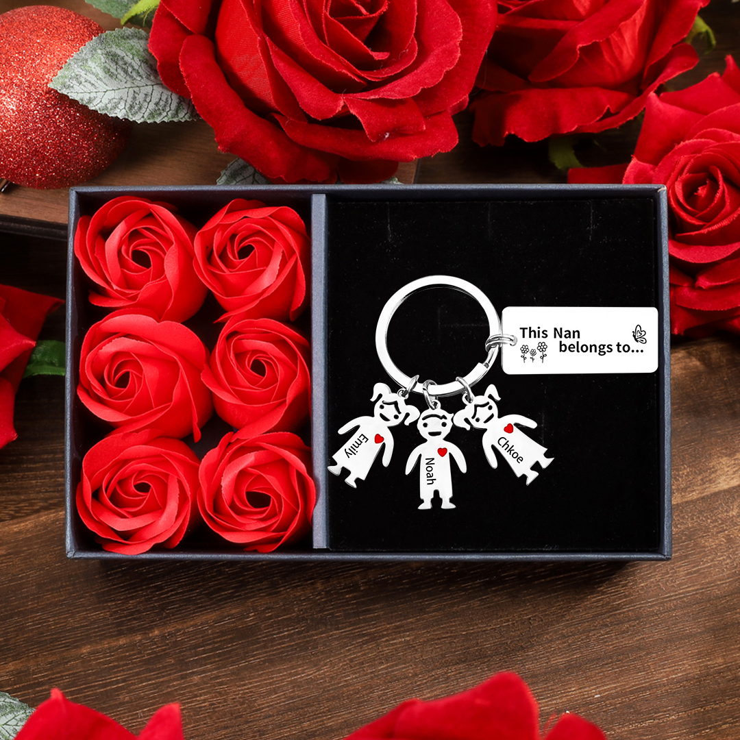 3 Names - Personalised Keychain with Kid Charms Engraved Names Keychain Mother's Day Gift for Mum/Nan-Jessemade AU