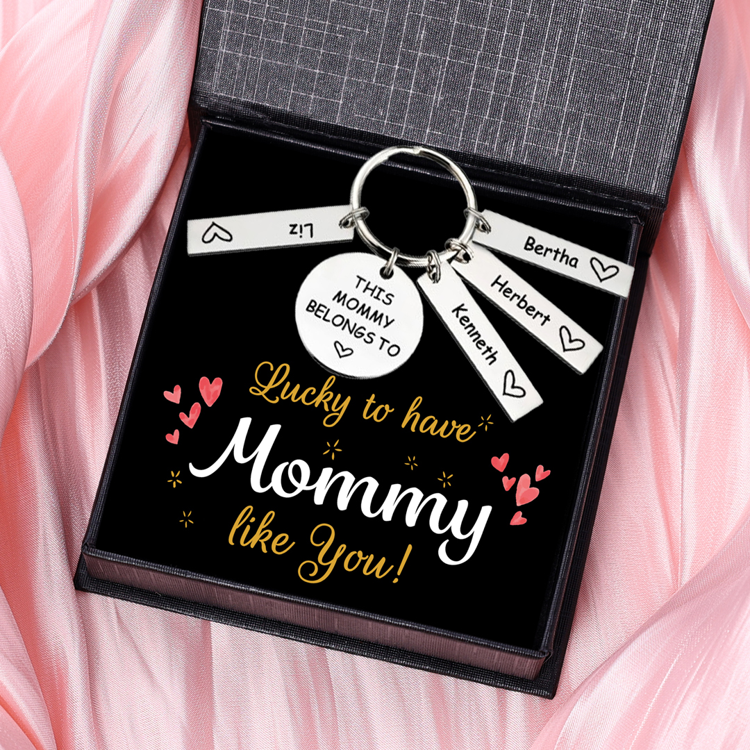 4 Names - Personalised Name Keychain Stainless Steel Keychain Special Gift for Mommy/Mummy-Jessemade AU