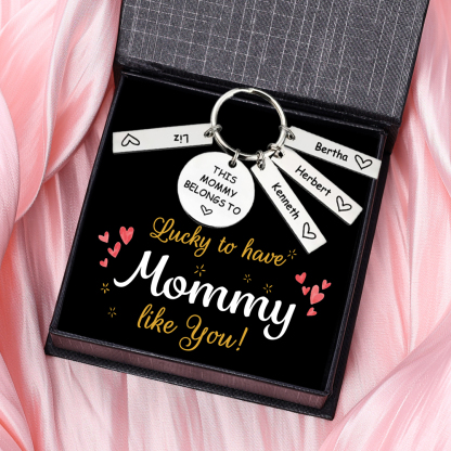4 Names - Personalised Name Keychain Stainless Steel Keychain Special Gift for Mommy/Mummy-Jessemade AU