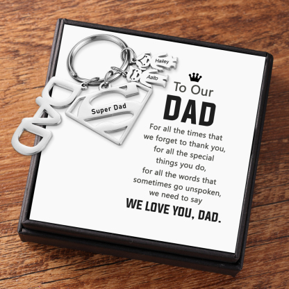 Father's Day Gift Personalised 2 Kids Charms Keychain with Superman Sign-Jessemade AU