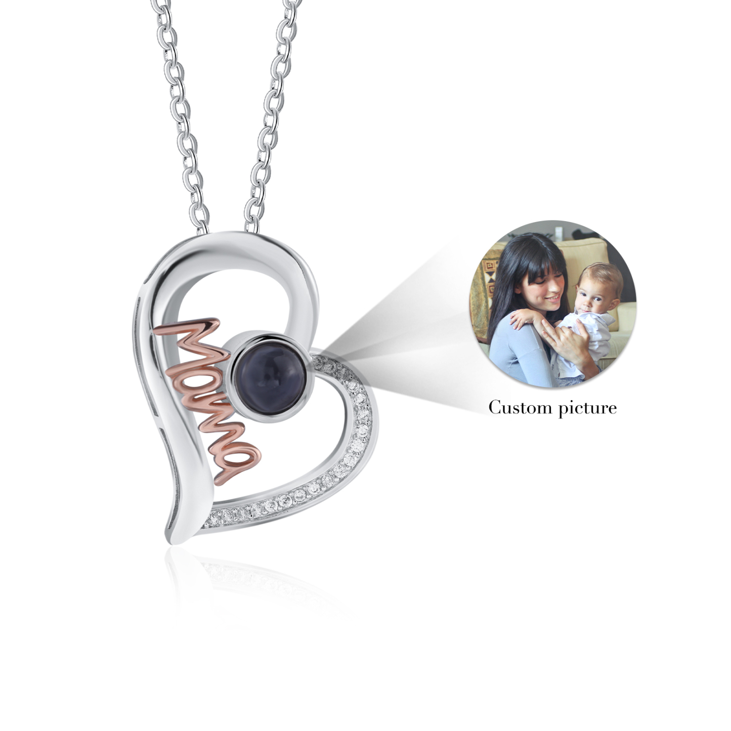 Mama Projection Necklace Custom Photo Necklace Creative Gift for Mother's Day-Jessemade AU