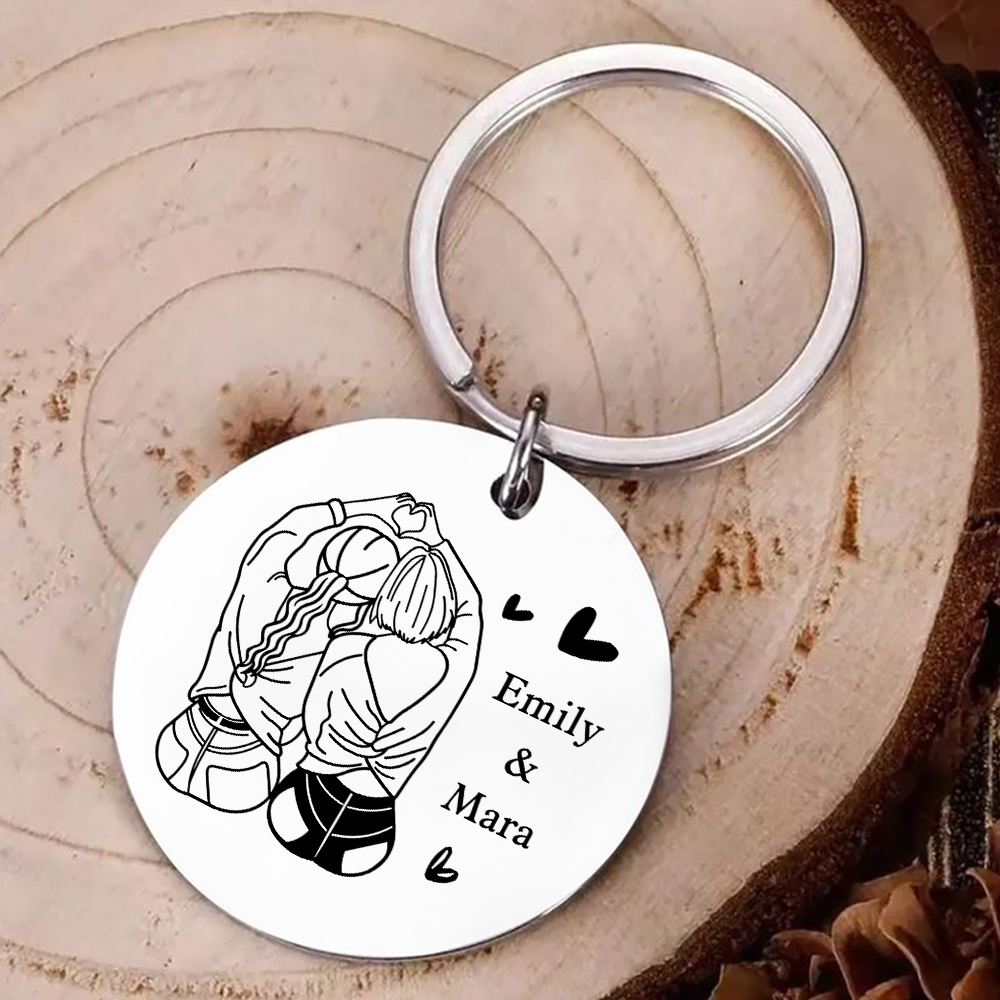 To My Best Friend Keychain Custom 2 Names Circle Keyring Metal Keychain Personalised Gift For Besties/Sisters-Jessemade AU