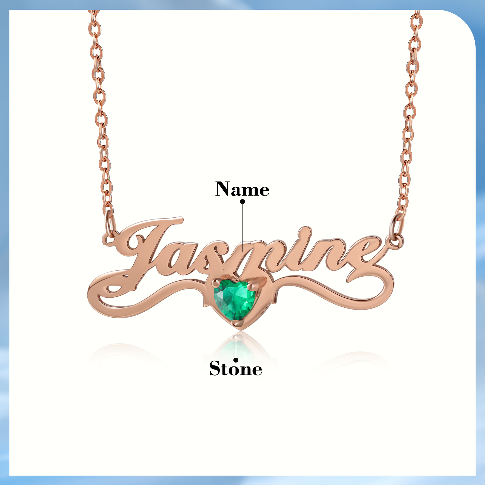 Personalised Women's Necklace Customised Name & Birthstone Necklace Birthday Gift for Her-Jessemade AU