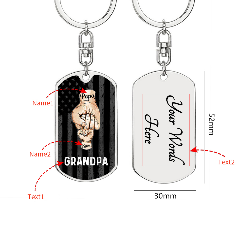 Personalised Fist Bump Keychain Engrave 2 Names For Father/Grandpa-Jessemade AU