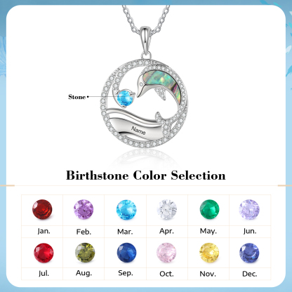 Personalised Dolphin Necklace Customised Birthstone & Name Necklace Gift for Her-Jessemade AU