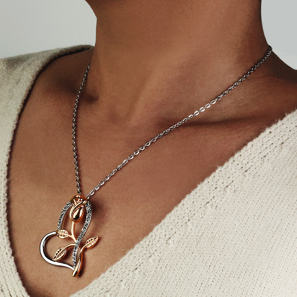 Jessemade Silver Colour Rose Necklace-Jessemade AU