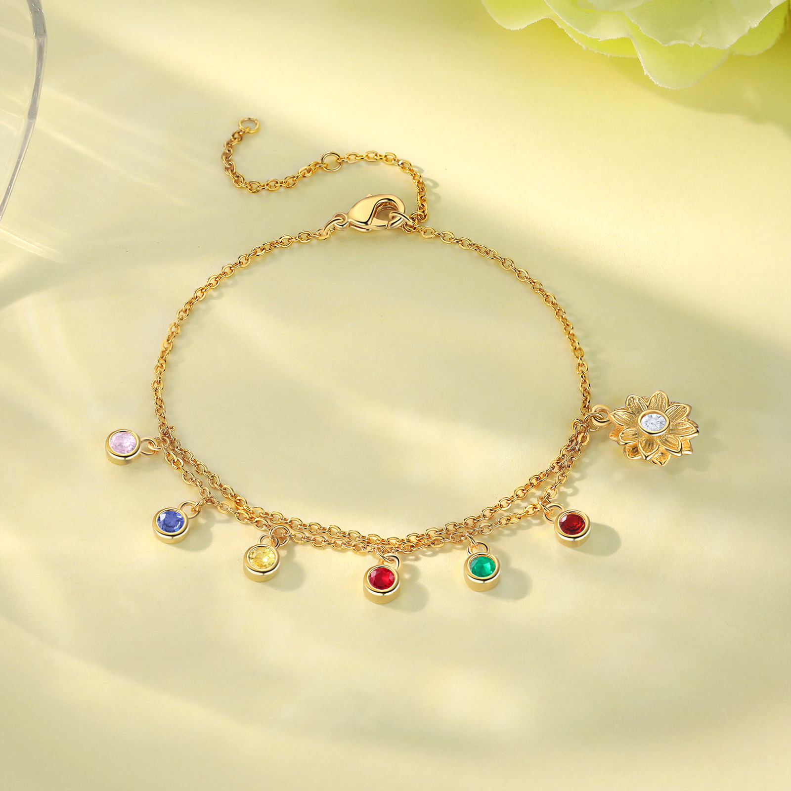Personalised Women's Bracelet Custom 6 Birthstones Bracelet Gold Adjustable Bracelet Mother's Day Gift for Her-Jessemade AU