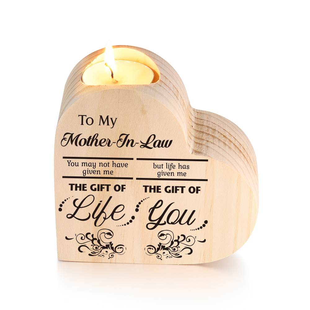 To My Mother-In-Law Candle Holder "Life has given me  the gift of you" Wooden Candlestick-Jessemade AU