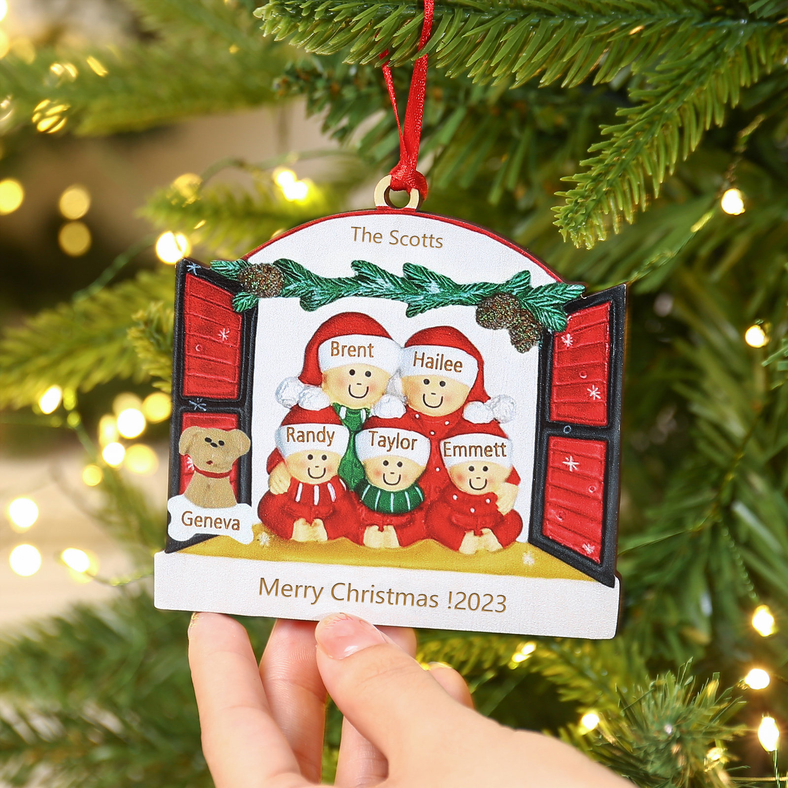 6 Names - Personalised Wooden Christmas Ornaments Customised Text & Date Xmas Decor Gifts for Family Friends-Jessemade AU