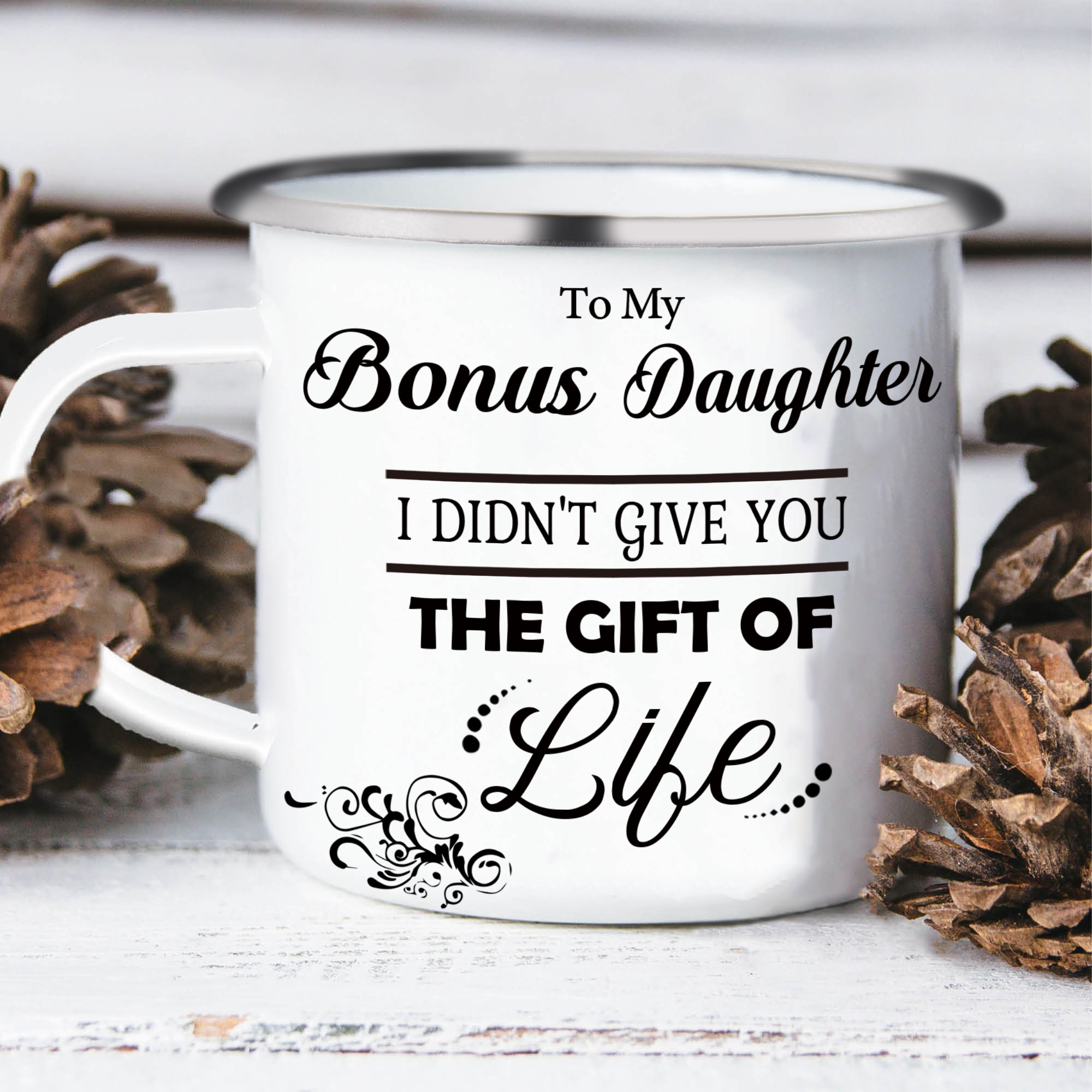 To My Bonus Daughter Mug Enamel Cup Gifts for Daughter - Life Gave Me The Gift Of You-Jessemade AU