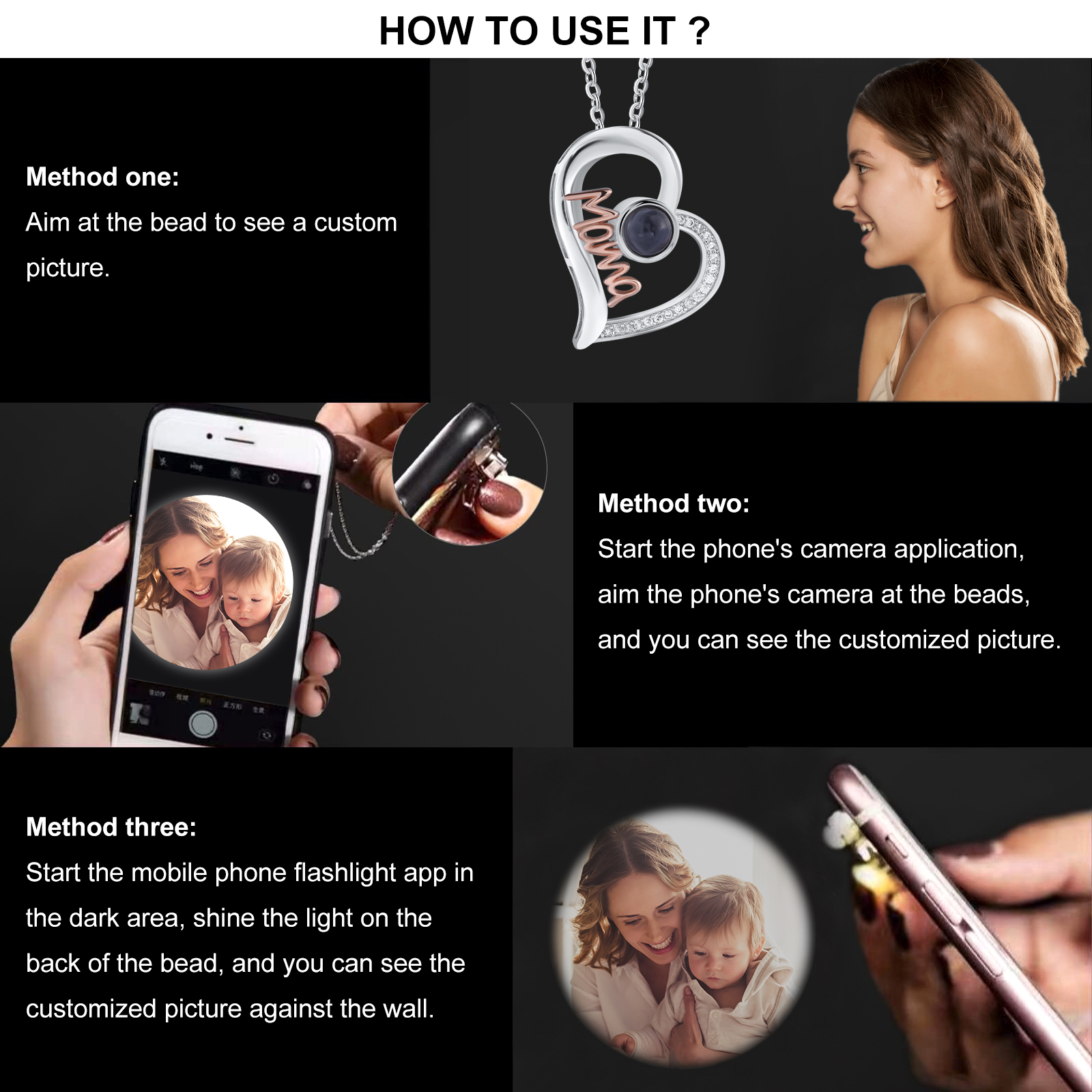 Mama Projection Necklace Custom Photo Necklace Creative Gift for Mother's Day-Jessemade AU