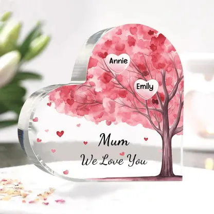 2 Names - Personalised Acrylic Heart Keepsake Custom Text Pink Tree Ornaments Gifts for Grandma/Mother-Jessemade AU