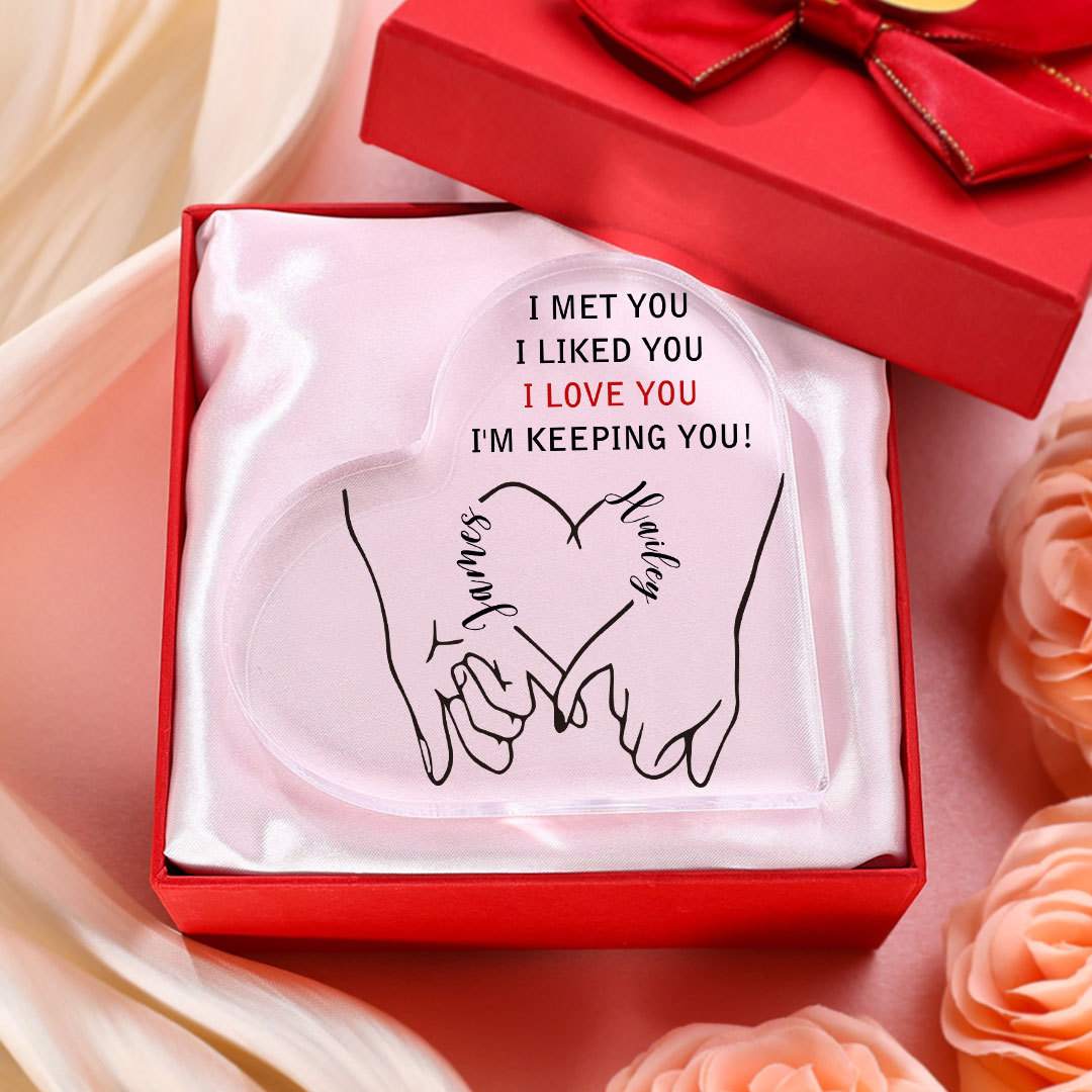 Personalised Couple Acrylic Heart Keepsake Custom 2 Names Ornament Valentine's Day Gift for Wife/Husband-Jessemade AU