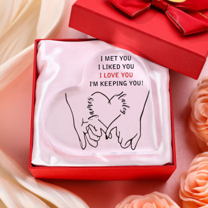 Personalised Couple Acrylic Heart Keepsake Custom 2 Names Ornament Valentine's Day Gift for Wife/Husband-Jessemade AU