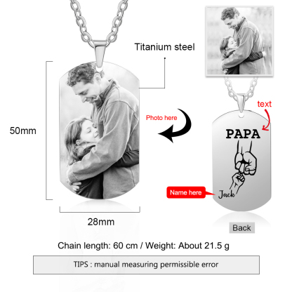 Personalised Fist Bump Necklace with 1 Kid's Name Custom Photo Necklace For Father-Jessemade AU