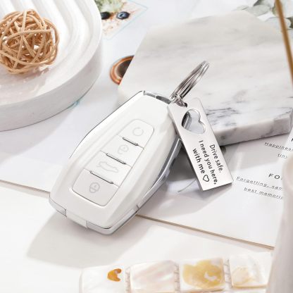 To My Man Matching Keychain Bracelet Set Heart Keychain Adjustable Bracelet Gifts for Couple - Drive Safe I Need You Here With Me-Jessemade AU