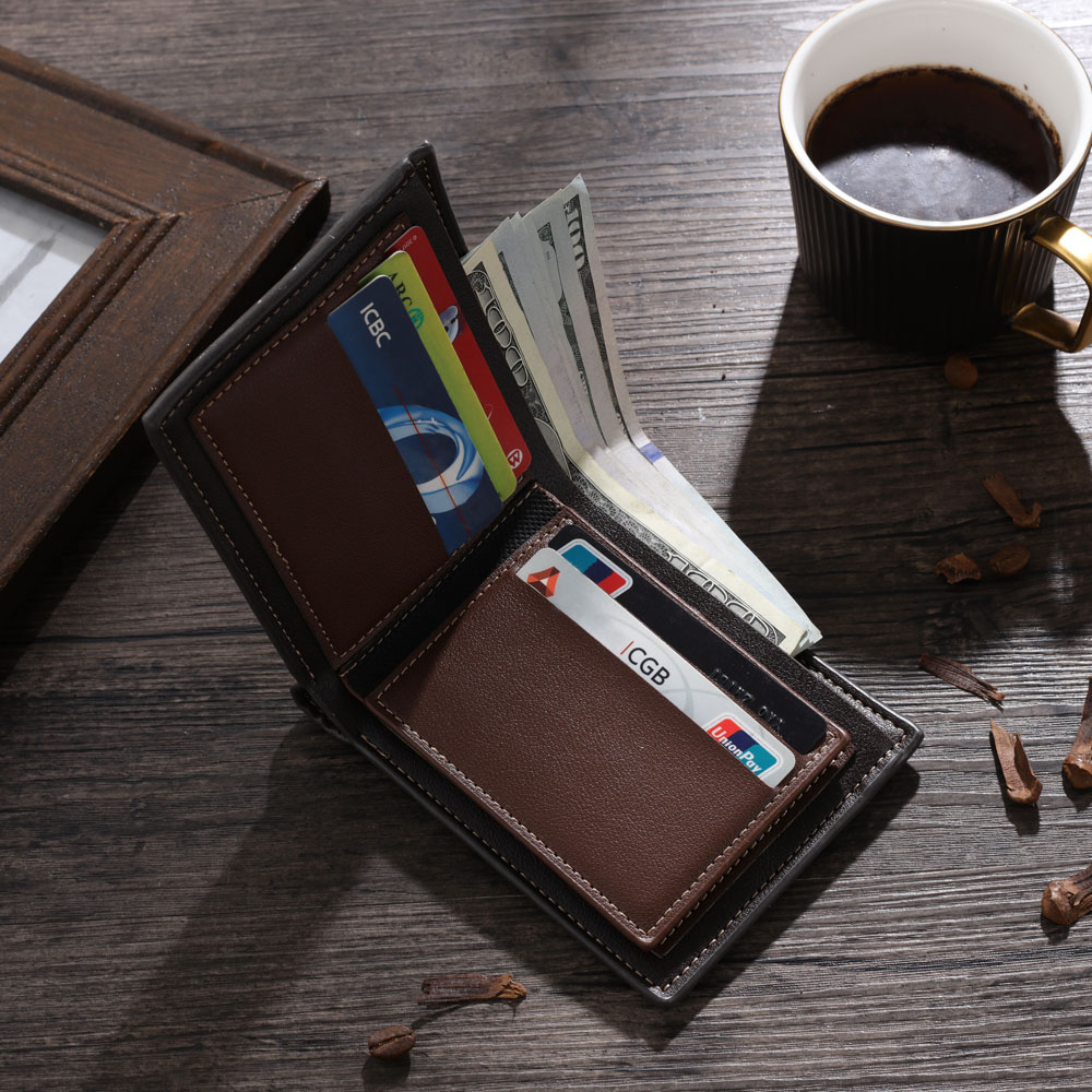 Personalised Leather Wallet Engraved Letter Short Purse Custom Folding Wallet Gifts For Him-Jessemade AU