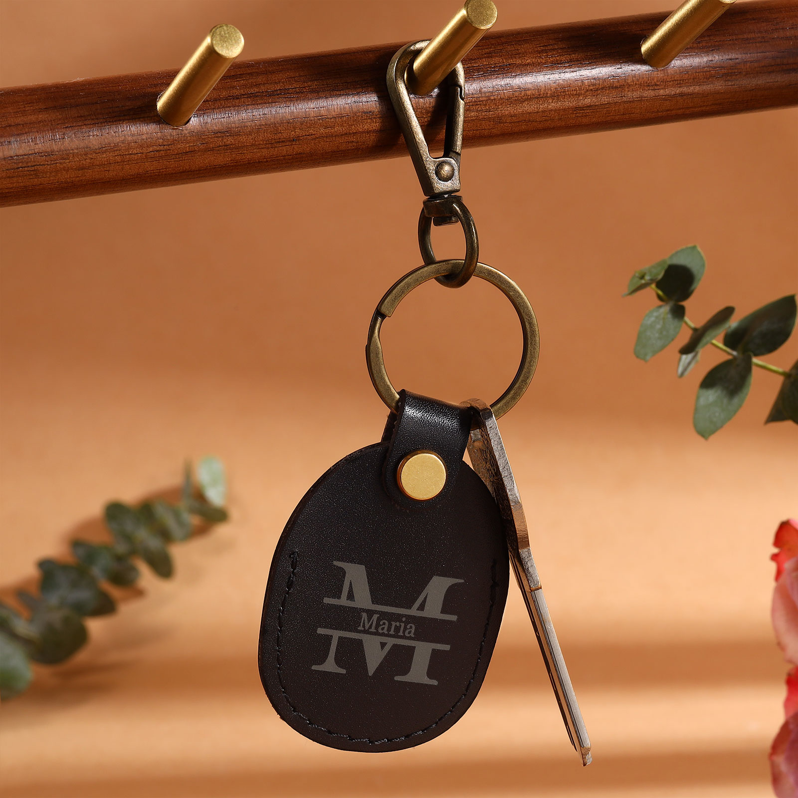 Personalised Name & Letter Keychain AirTag Protective Case Leather Keychain Gift for Him/Her-Jessemade AU