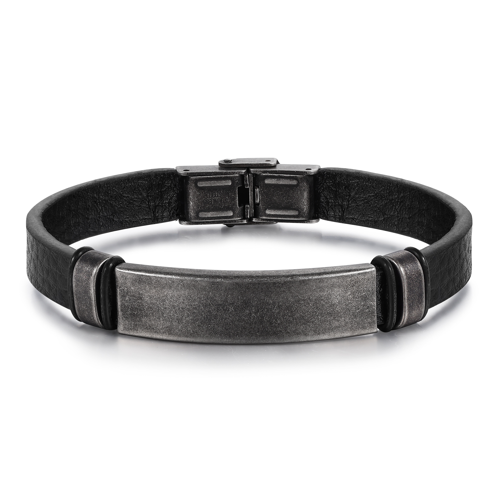 Personalised Men's Leather Bracelets Custom 2 Names 2 Letters Eternity Bracelet Black Gift for Him-Jessemade AU